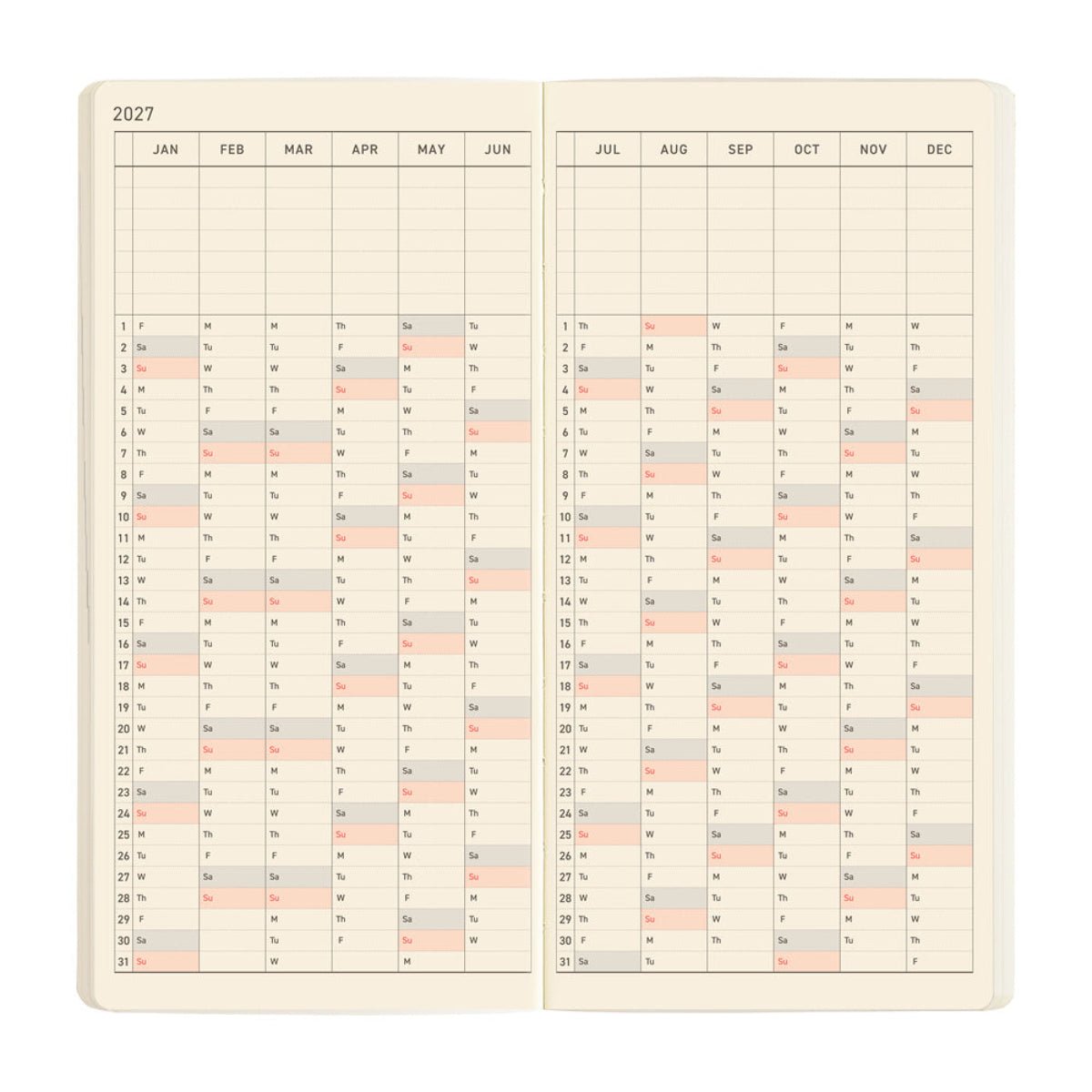 Hobonichi 2027 Light Hardcover English Book - Sneaker: Lime Green - Tall & Slim (Weeks - January Start) - Pen Boutique Ltd