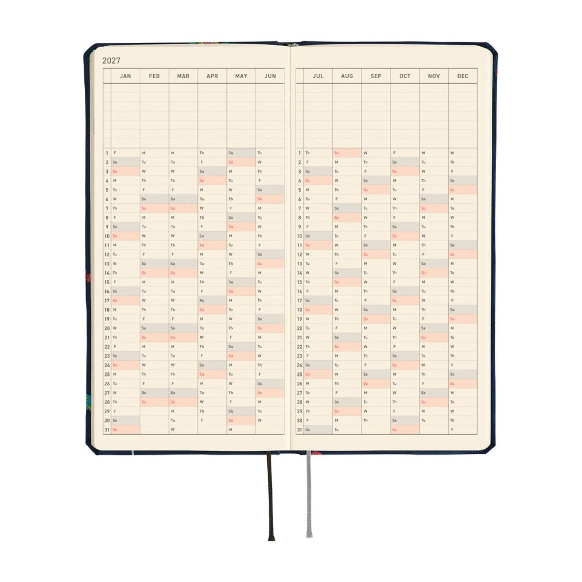 Hobonichi 2027 Mega Light Hard Cover English Book - Bow & Tie: Candy Dream -Tall & Slim (Weeks - January Start) - Pen Boutique Ltd