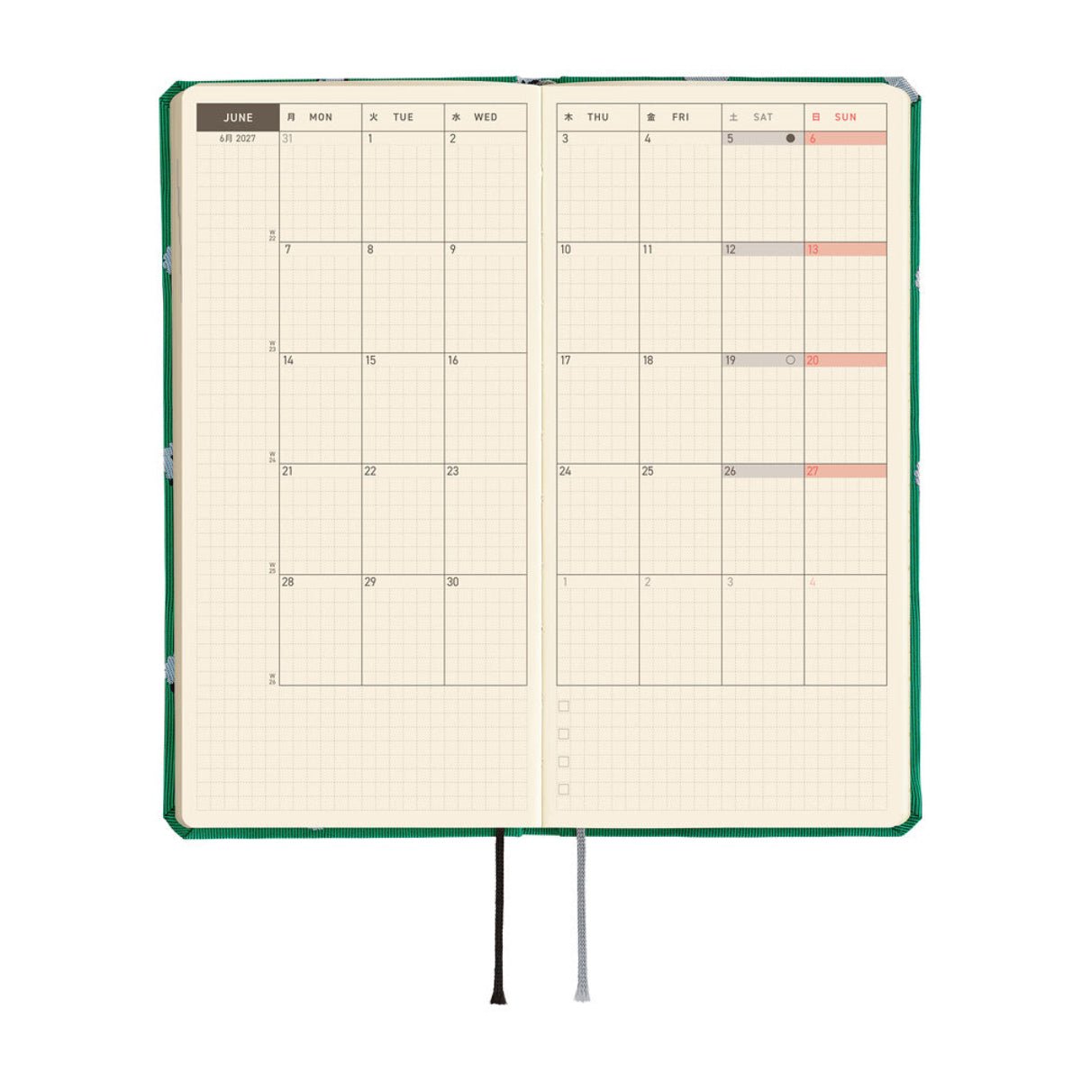 Hobonichi 2027 Light Hard Cover English Book - Bow & Tie: Sheep Sheep Sheep - Tall & Slim (Weeks - January Start) - Pen Boutique Ltd