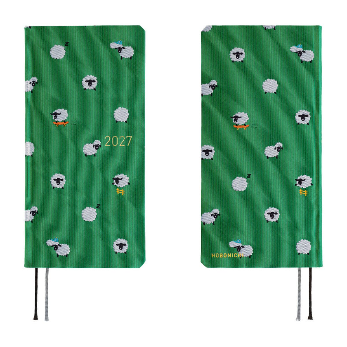 Hobonichi 2027 Light Hard Cover English Book - Bow & Tie: Sheep Sheep Sheep - Tall & Slim (Weeks - January Start) - Pen Boutique Ltd