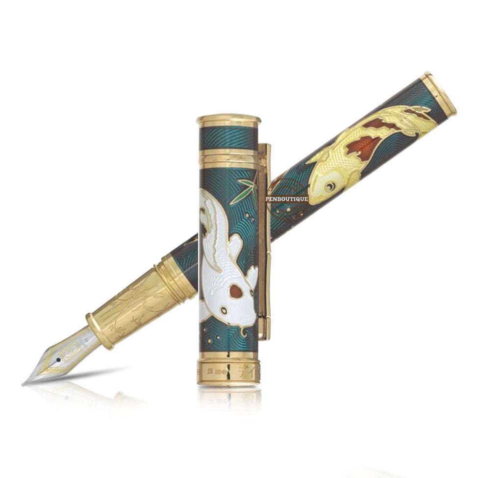 David Oscarson Koi Hard Enamel Translucent Teal Fountain Pen-Pen Boutique Ltd