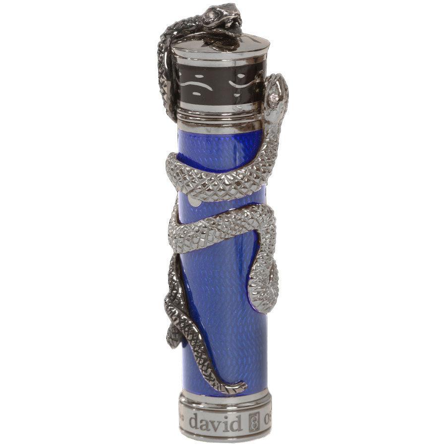David Oscarson Black Water Snake Fountain Pen - Translucent Royal Blue and Opaque Black Hard Enamel-Pen Boutique Ltd