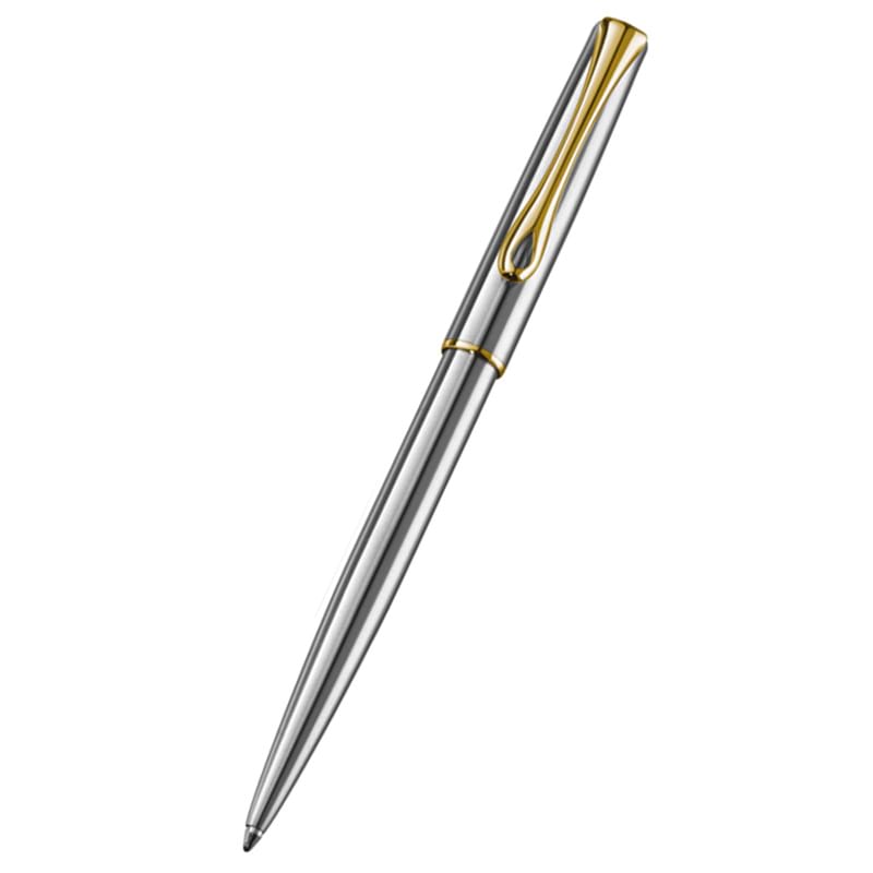 Diplomat Traveller EasyFLOW Ballpoint Pen - Stainless Steel Gold-Pen Boutique Ltd