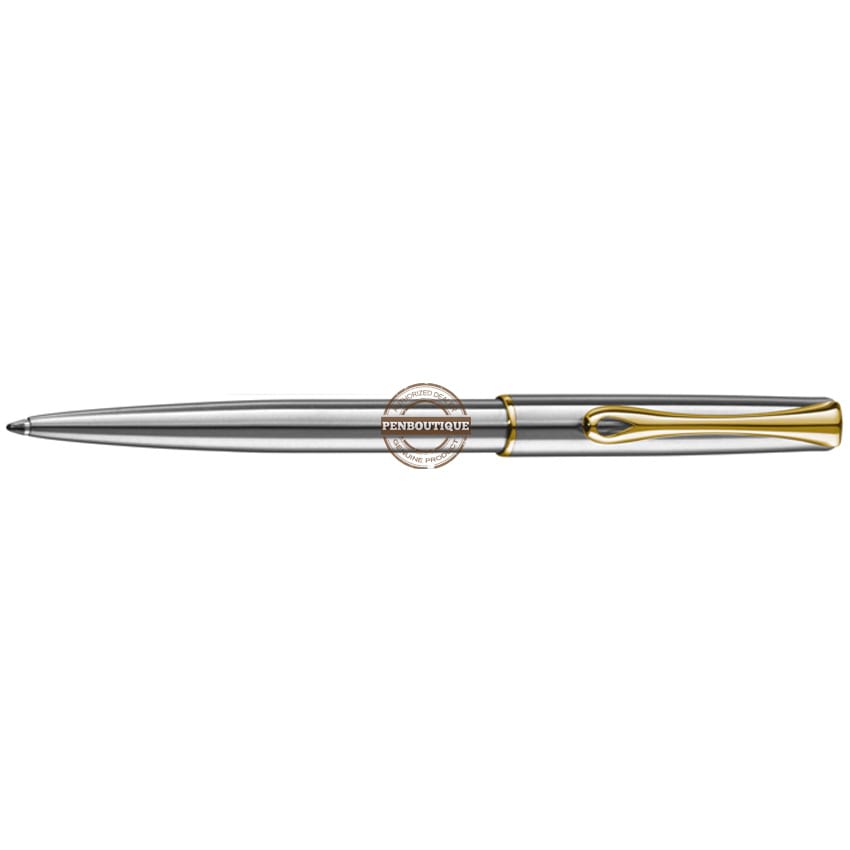 Diplomat Traveller EasyFLOW Ballpoint Pen - Stainless Steel Gold-Pen Boutique Ltd