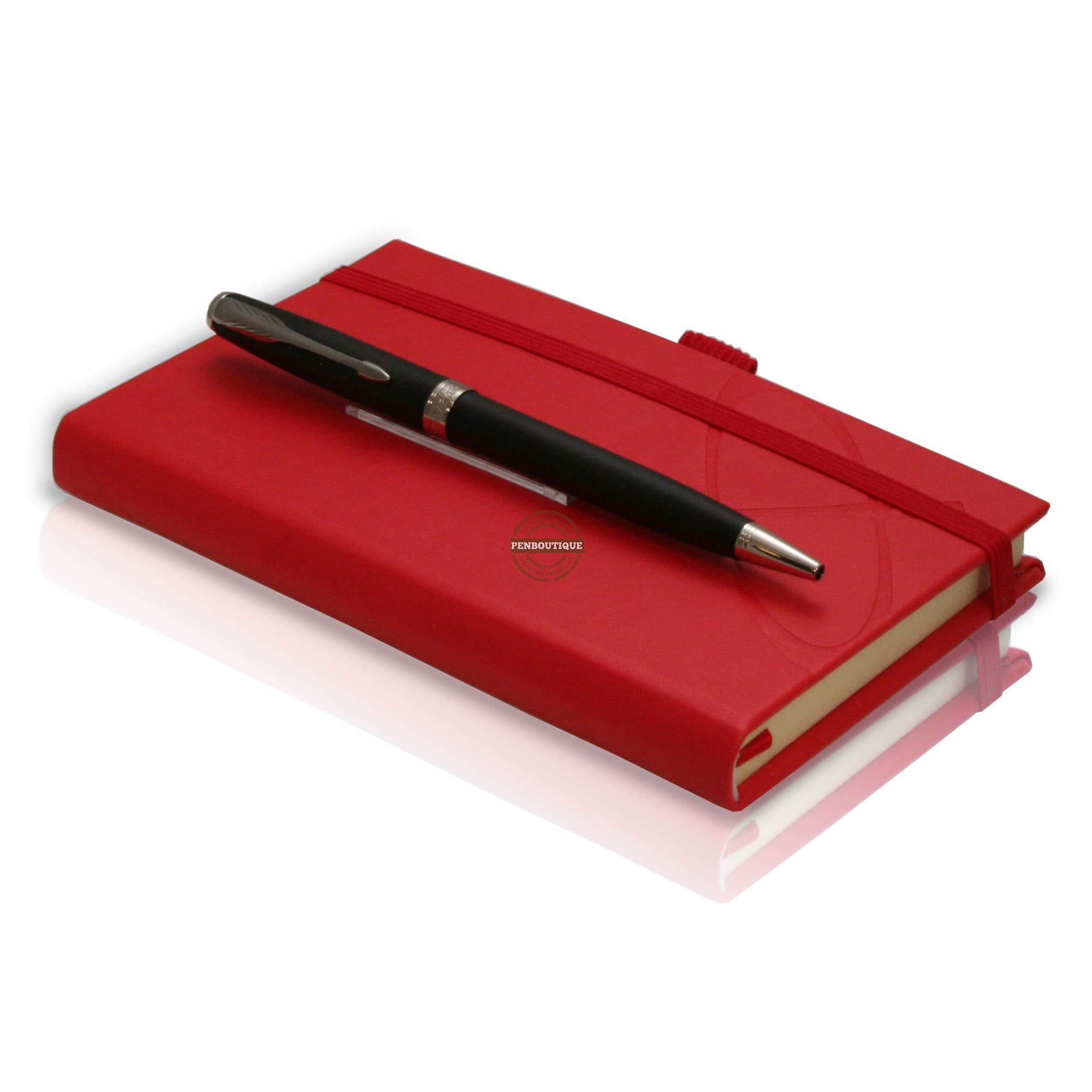 Parker Sonnet Matte Black CT Ballpoint/Red Notebook Gift Set-Pen Boutique Ltd