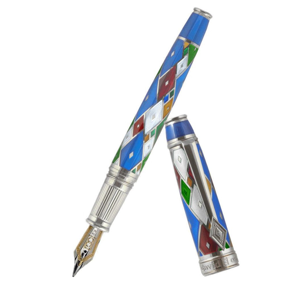 David Oscarson Harlequin Fountain Pen - Sapphire Blue-Pen Boutique Ltd