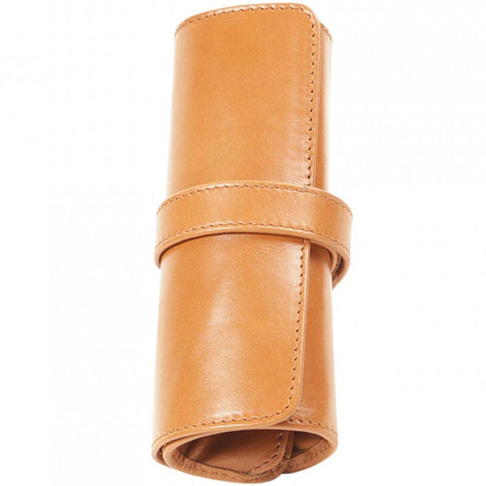 Aston Leather 5 Pen Roll Up Case - Tan-Pen Boutique Ltd