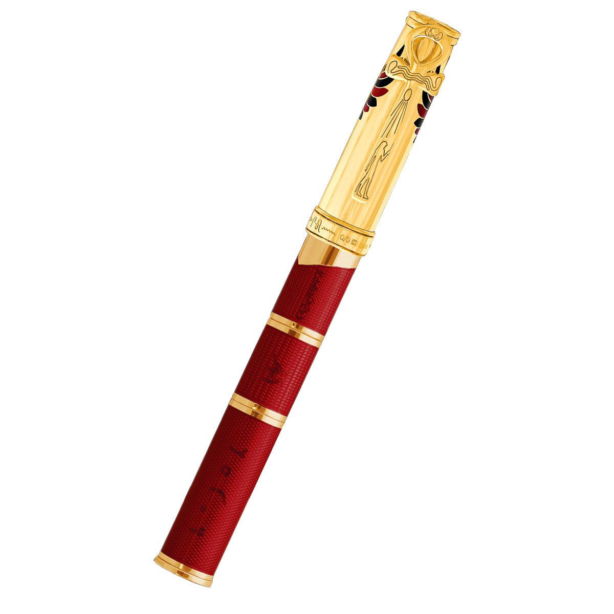 David Oscarson Rosetta Stone Fountain Pen - Translucent Red and Opaque Black Hard Enamel w/ Gold vermeil - Pen Boutique Ltd