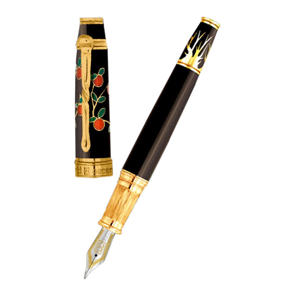 David Oscarson Tree of Life Fountain Pen - Black with Orange and Green-Pen Boutique Ltd