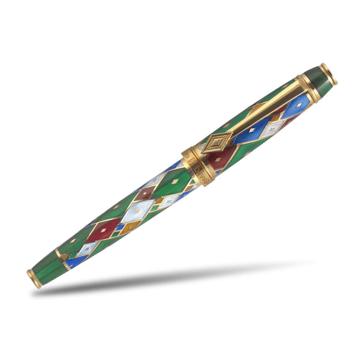 David Oscarson Harlequin Rollerball Pen - Emerald Green-Pen Boutique Ltd