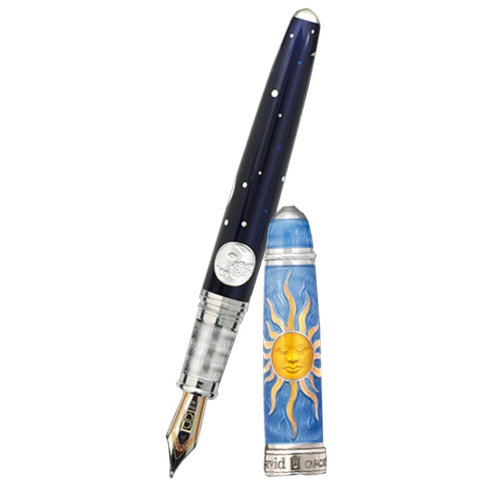 David Oscarson Celestial Fountain Pen - Limited Edition - Azure Blue Golden Yellow-Pen Boutique Ltd