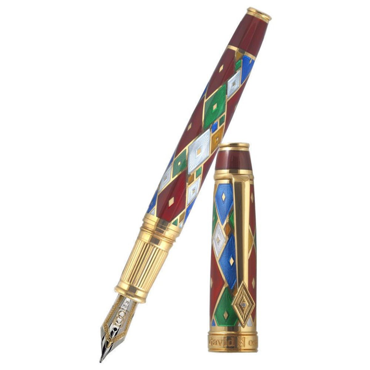 David Oscarson Harlequin Fountain Pen - Ruby Red - Pen Boutique Ltd