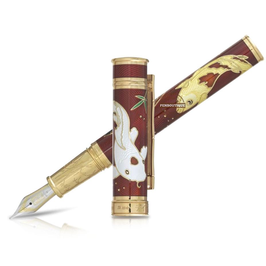 David Oscarson Koi Hard Enamel Ruby Red Fountain Pen-Pen Boutique Ltd