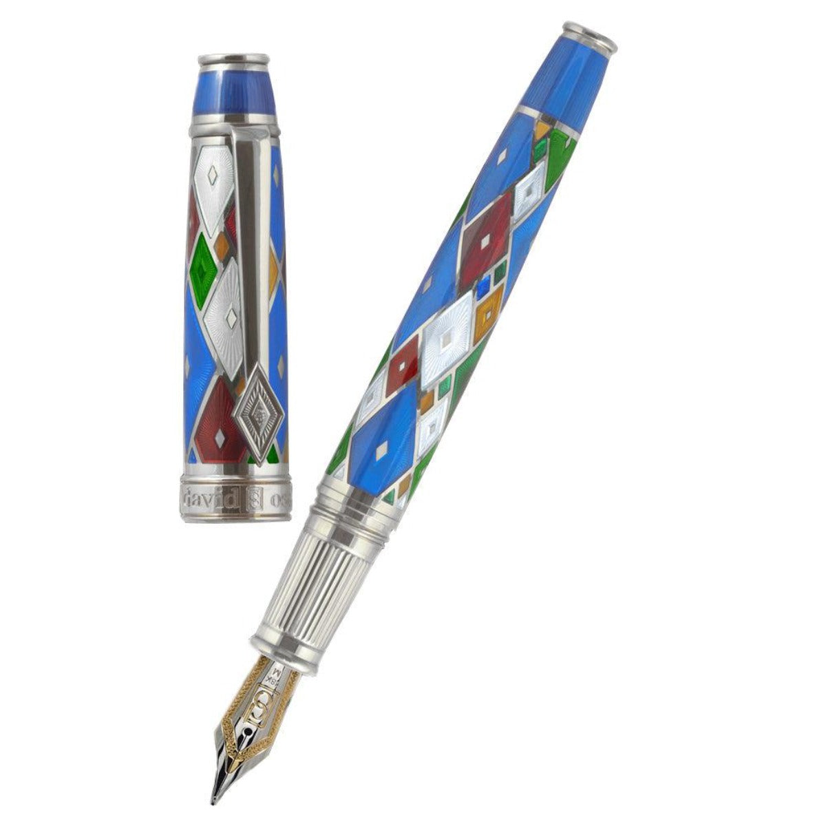 David Oscarson Harlequin Fountain Pen - Sapphire Blue-Pen Boutique Ltd