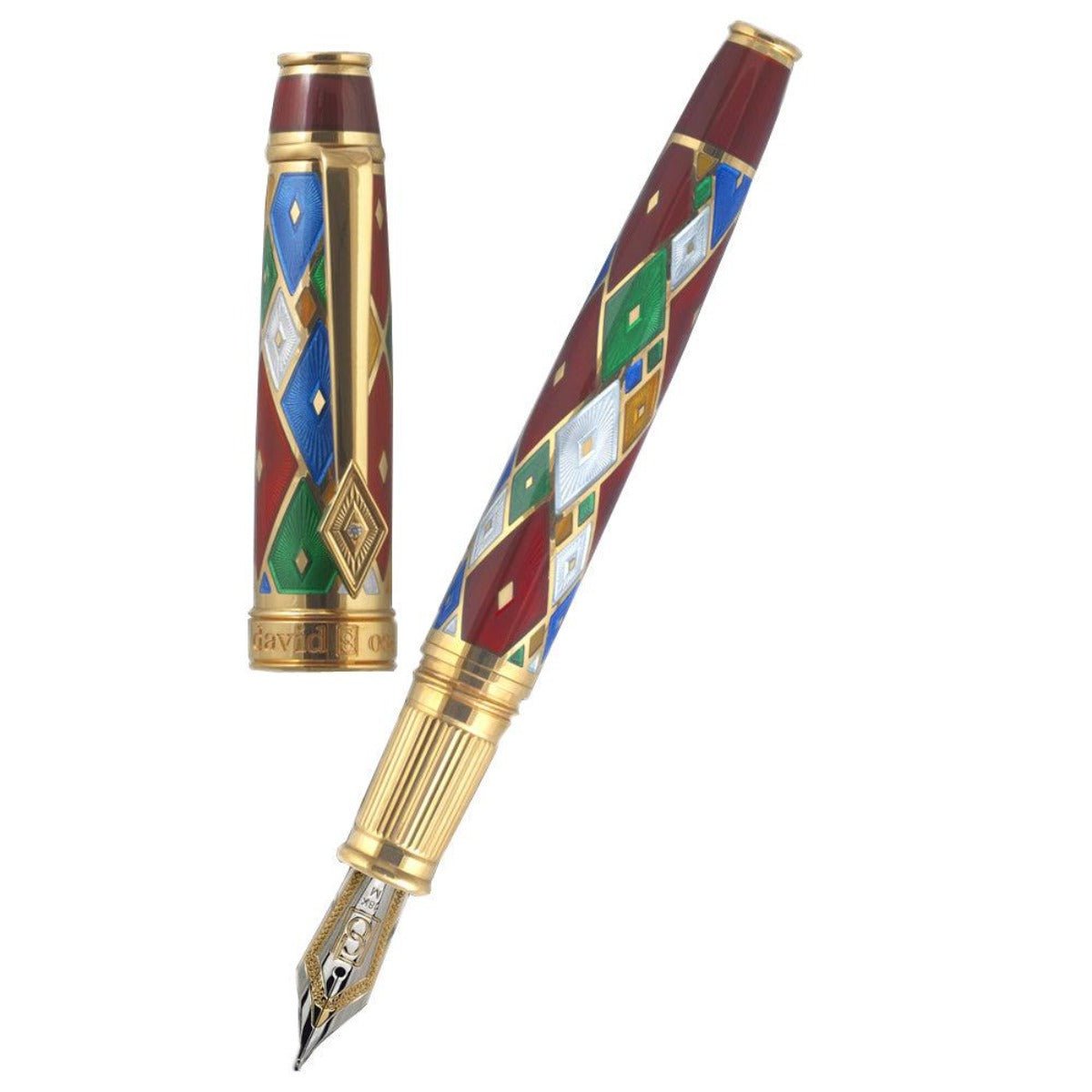 David Oscarson Harlequin Fountain Pen - Ruby Red - Pen Boutique Ltd