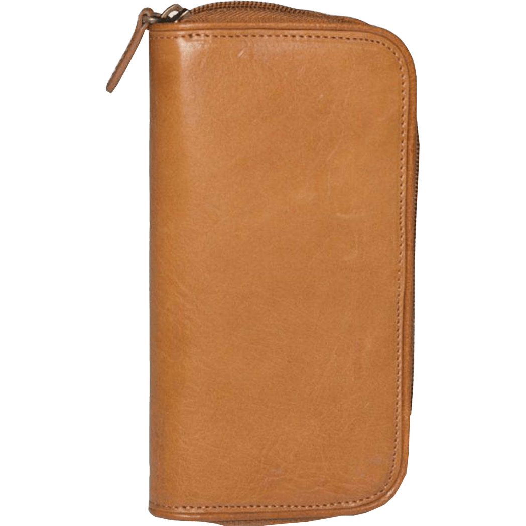 Aston Leather Tan Zipper 2-Pen Case - Pen Boutique Ltd