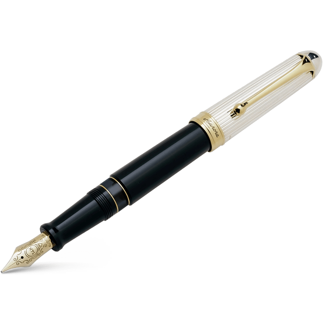 Aurora 88 Fountain Pen - Black - Sterling Silver - Large - Pen Boutique Ltd