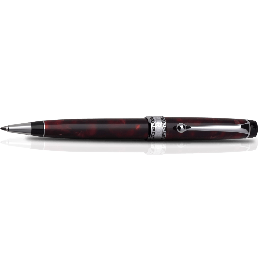 Aurora Optima Auroloide Ballpoint Pen - Burgundy - Silver Trim-Pen Boutique Ltd
