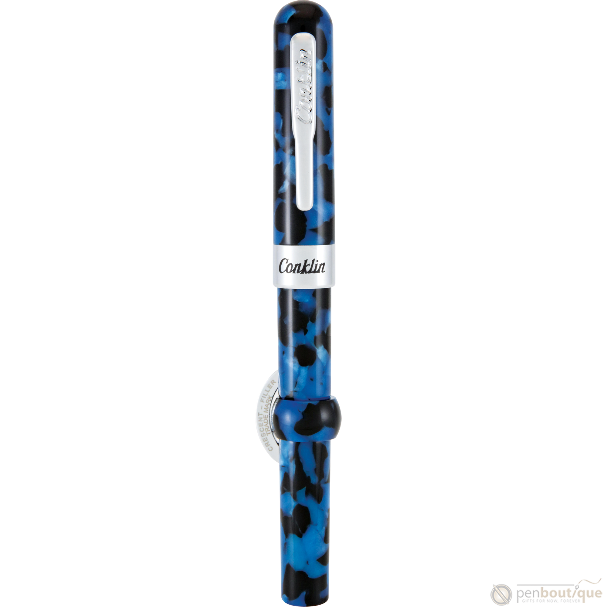 Conklin Mark Twain Crescent Filler Fountain Pen - Vintage Blue - Chrome Trim-Pen Boutique Ltd