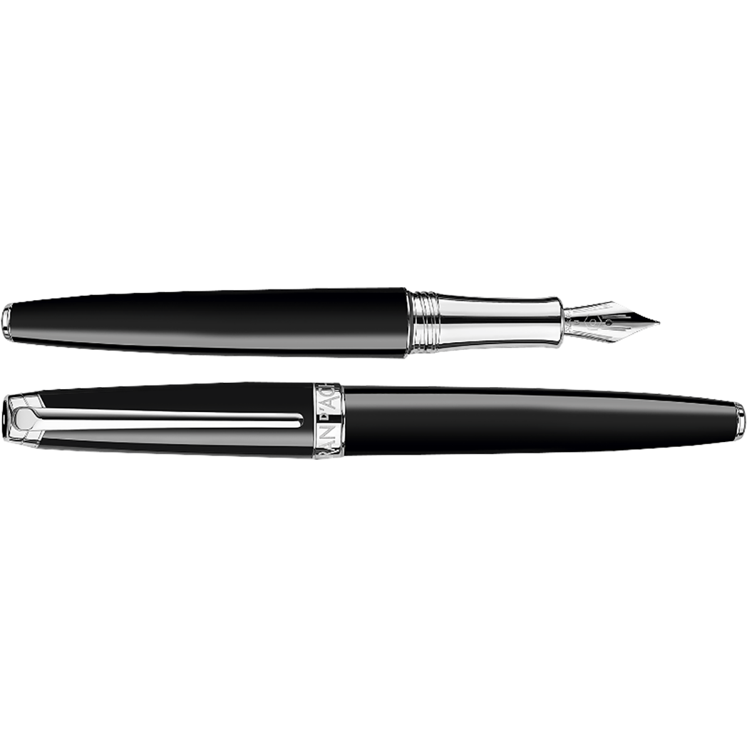 Caran d Ache Leman Fountain Pen - Ebony Black - Rhodium Trim-Pen Boutique Ltd