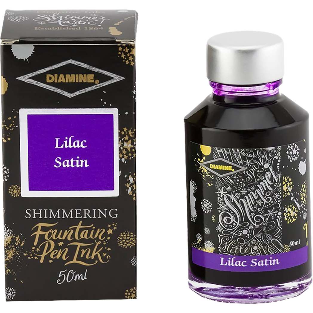Diamine Shimmer Ink 50 ml Lilac Satin - Silver shimmer-Pen Boutique Ltd