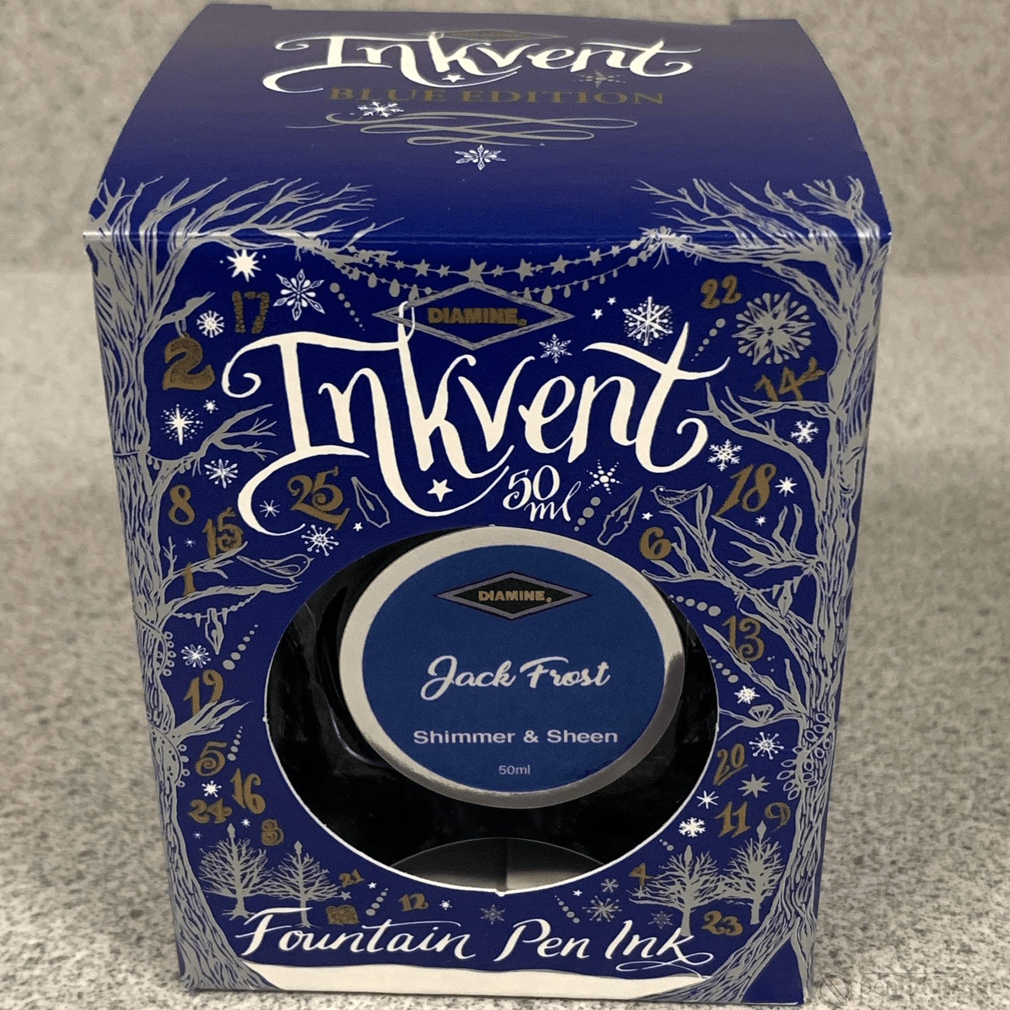 Diamine Ink Bottle - 2019 Inkvent - Blue Edition - Shimmer & Sheen Ink Bottle - Jack Frost - 50ml - Pen Boutique Ltd