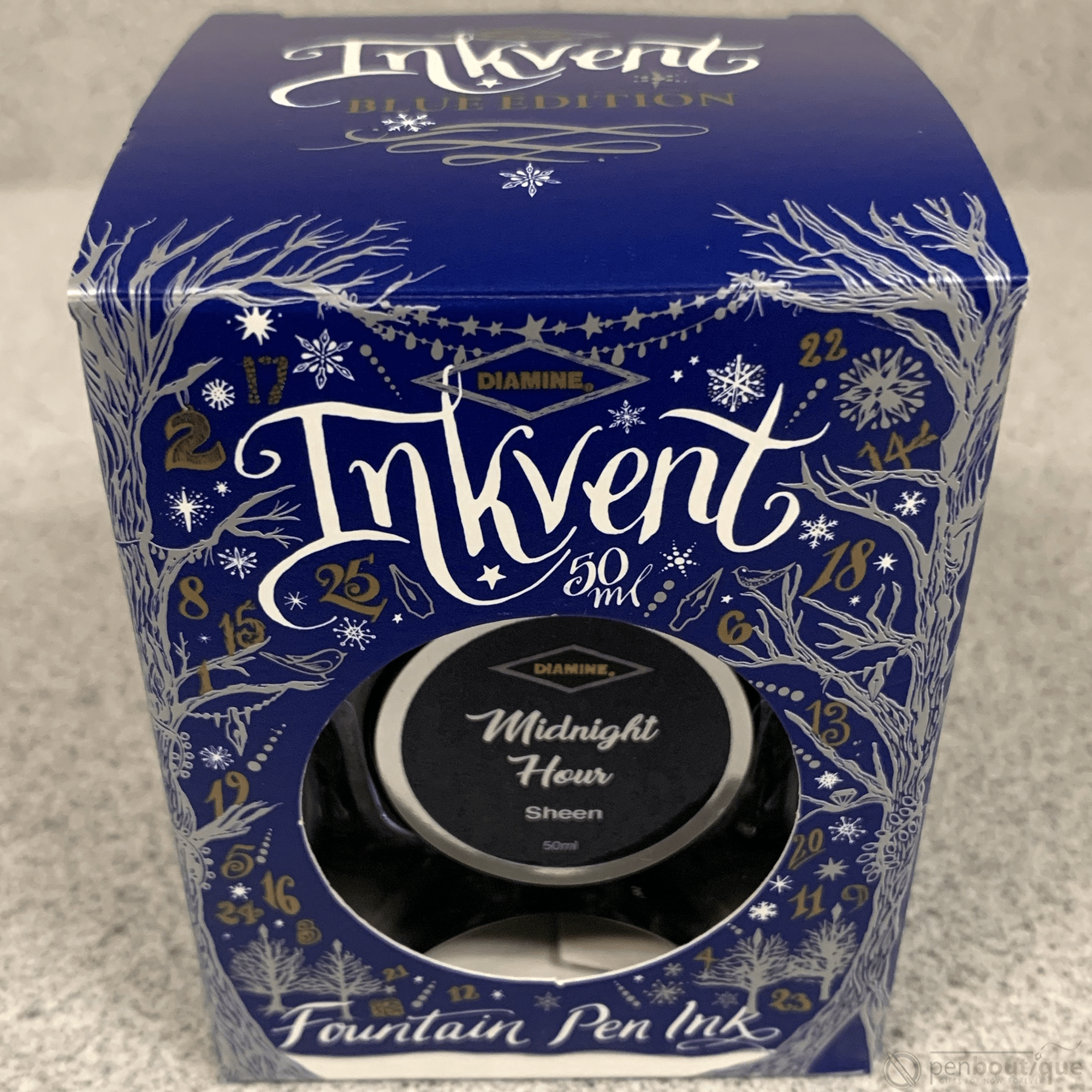 Diamine Ink Bottle - 2019 Inkvent - Blue Edition - Sheen Ink Bottle - Midnight Hour - 50ml - Pen Boutique Ltd