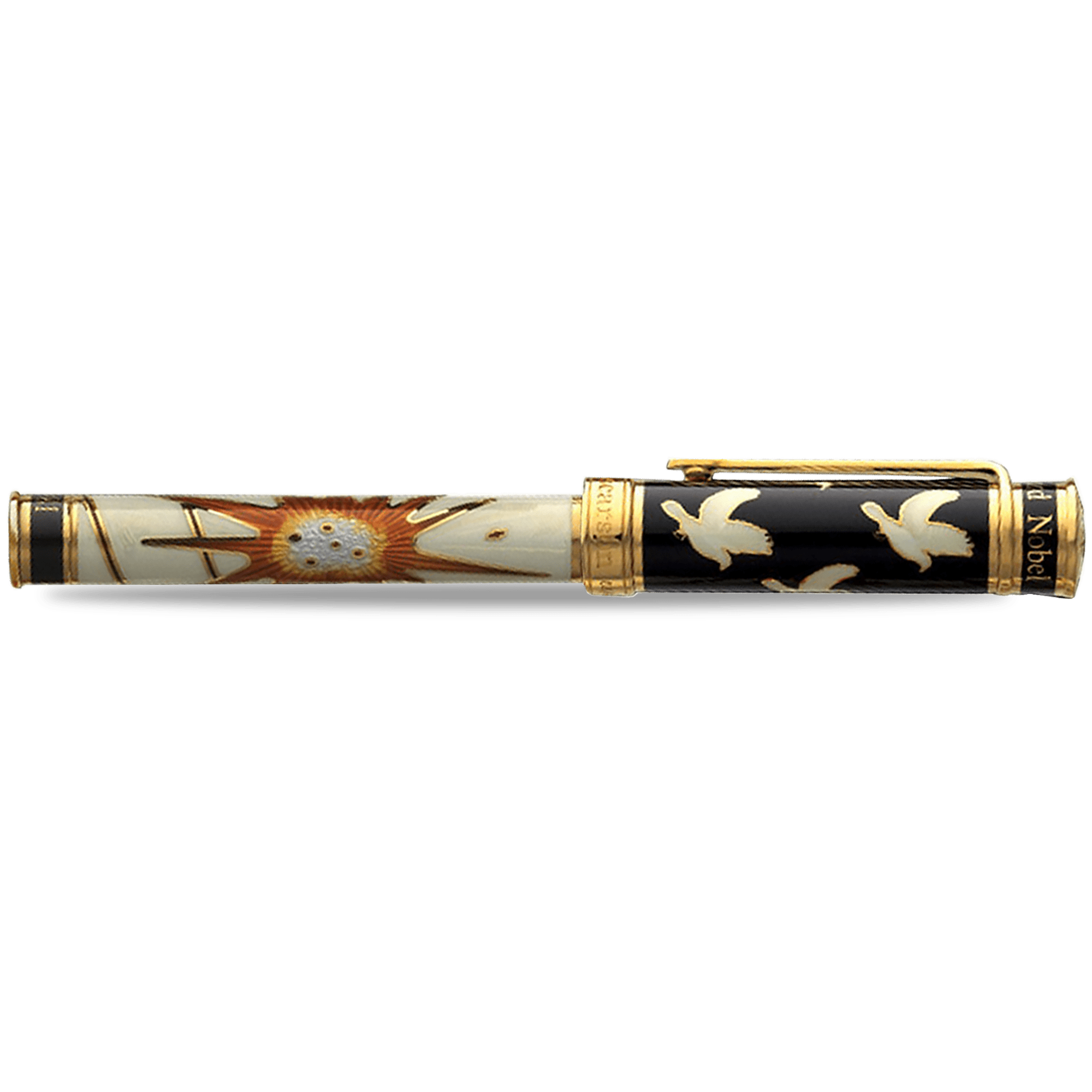 David Oscarson Alfred Bernhard Nobel Rollerball Pen - White Gold w/ White Barrel - Pen Boutique Ltd