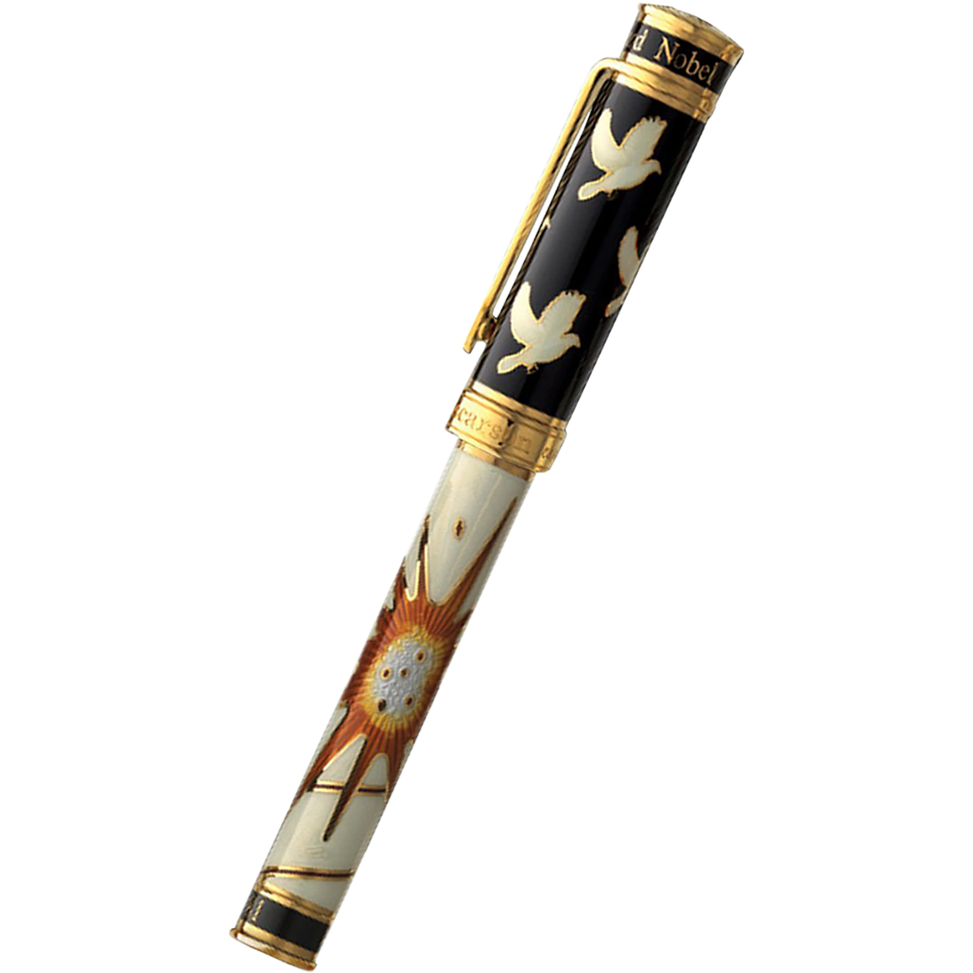 David Oscarson Alfred Bernhard Nobel Rollerball Pen - White Gold w/ White Barrel-Pen Boutique Ltd