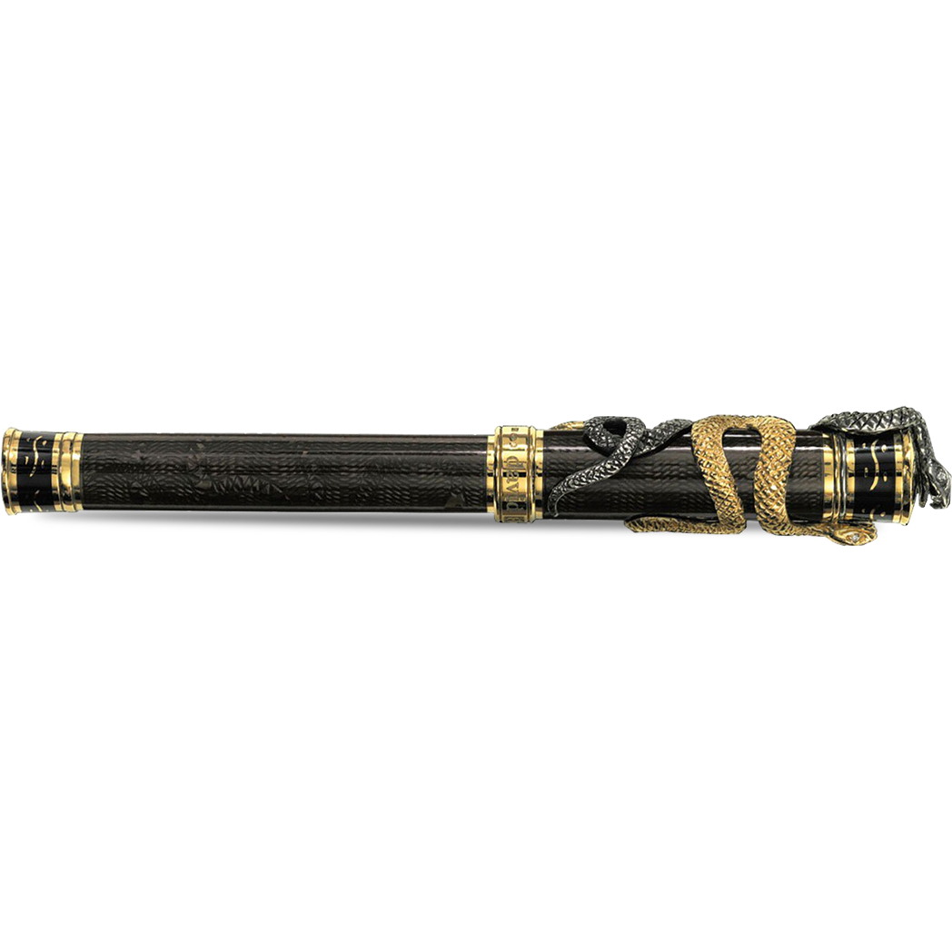 David Oscarson Black Water Snake Rollerball Pen - Translucent Black Moss and Opaque Black Hard Enamel w/ Gold Vermeil-Pen Boutique Ltd