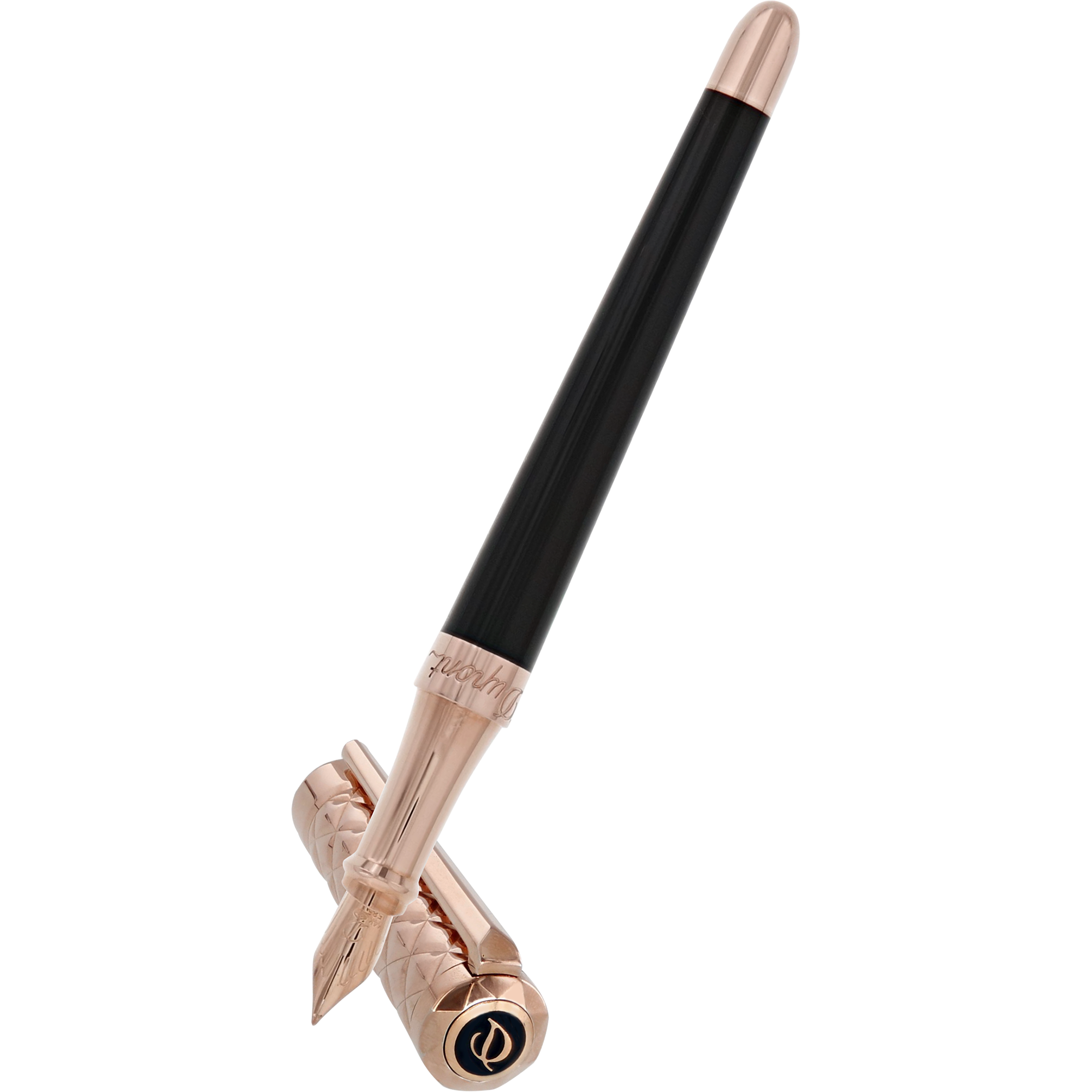S T Dupont Liberte Fountain Pen - Black - Pink Gold-Pen Boutique Ltd