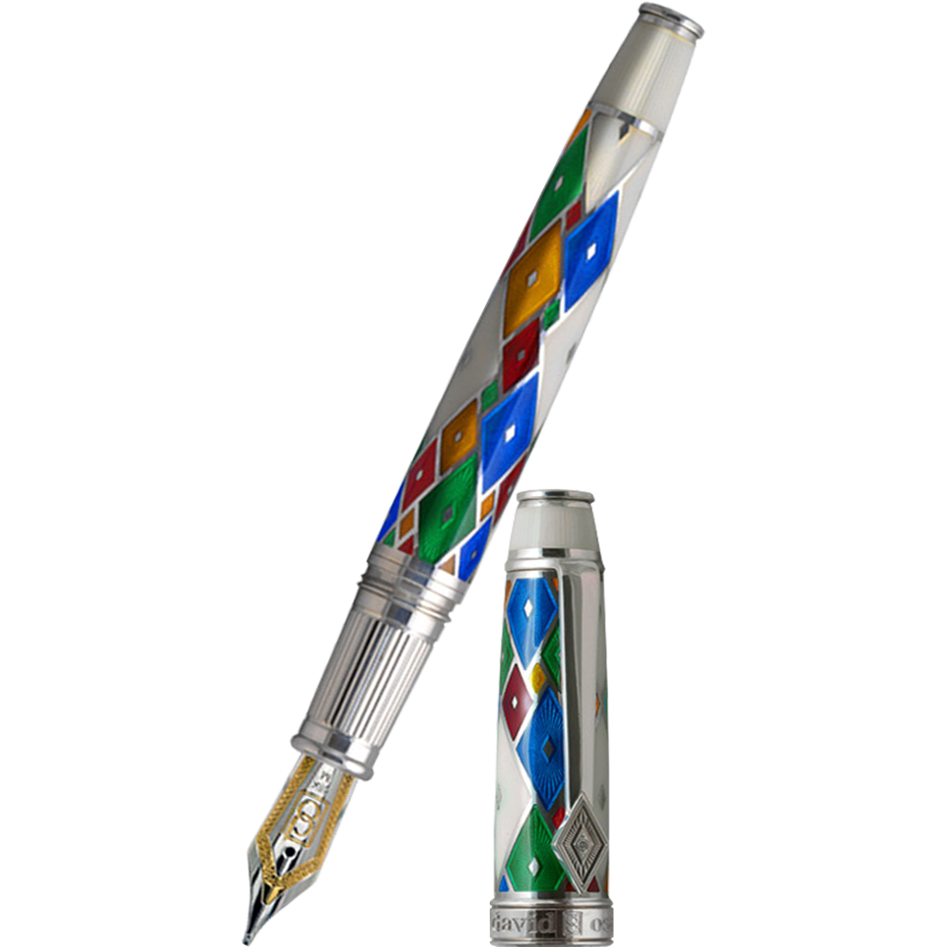 David Oscarson Harlequin Fountain Pen - Opalescent White/Pearl-Pen Boutique Ltd