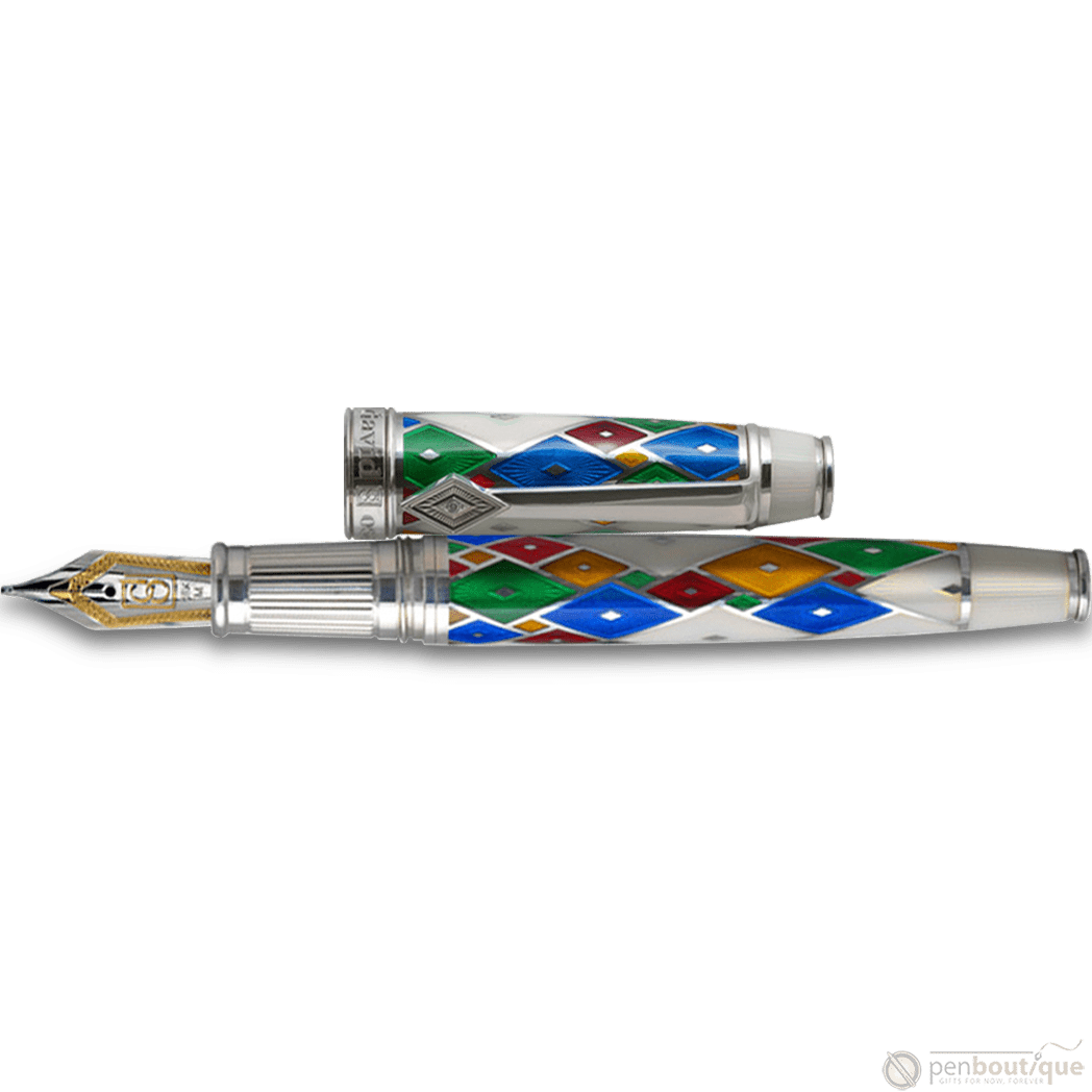 David Oscarson Harlequin Fountain Pen - Opalescent White/Pearl - Pen Boutique Ltd