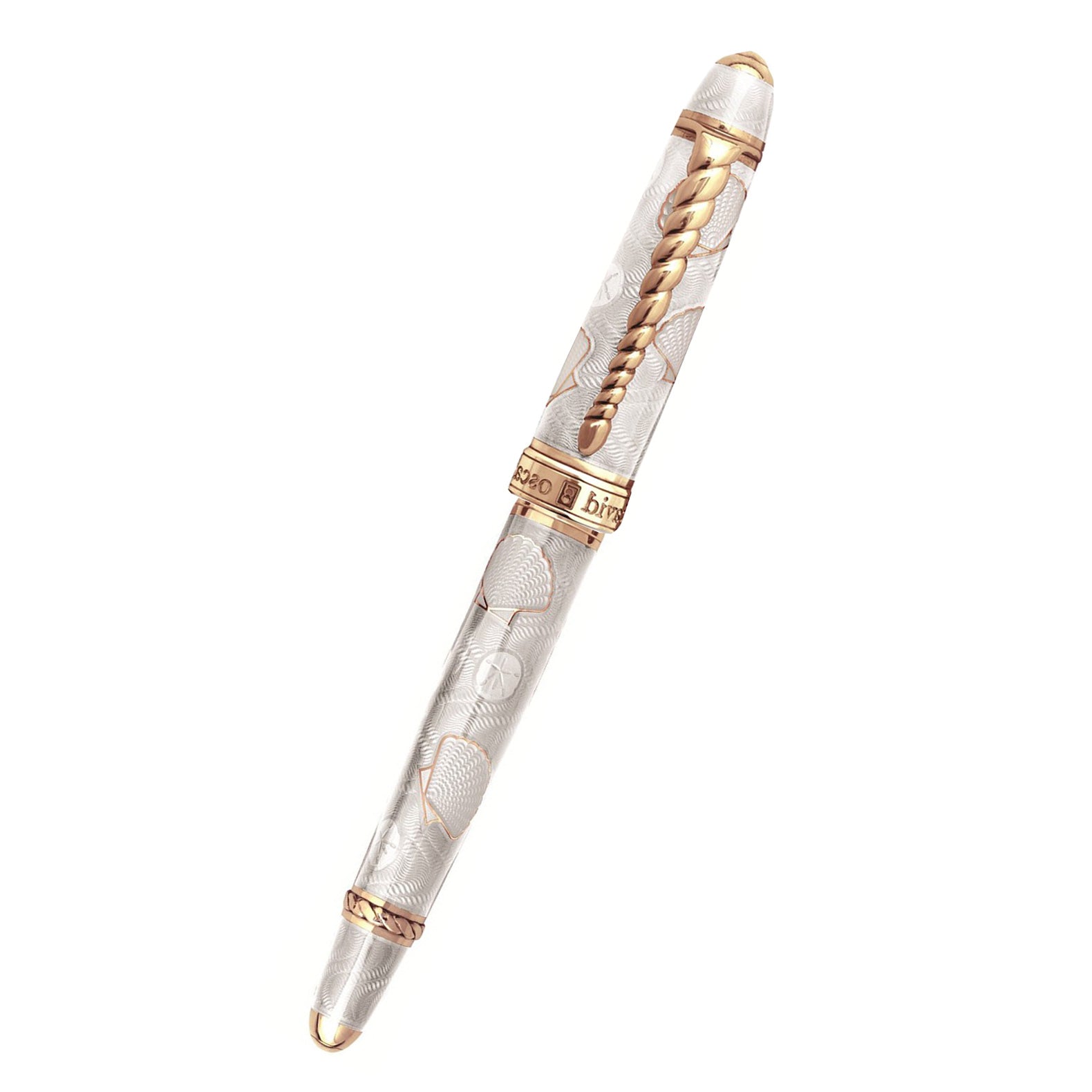 David Oscarson Seaside Rollerball Pen - Limited Edition - White Sand/Rose Gold Vermeil-Pen Boutique Ltd