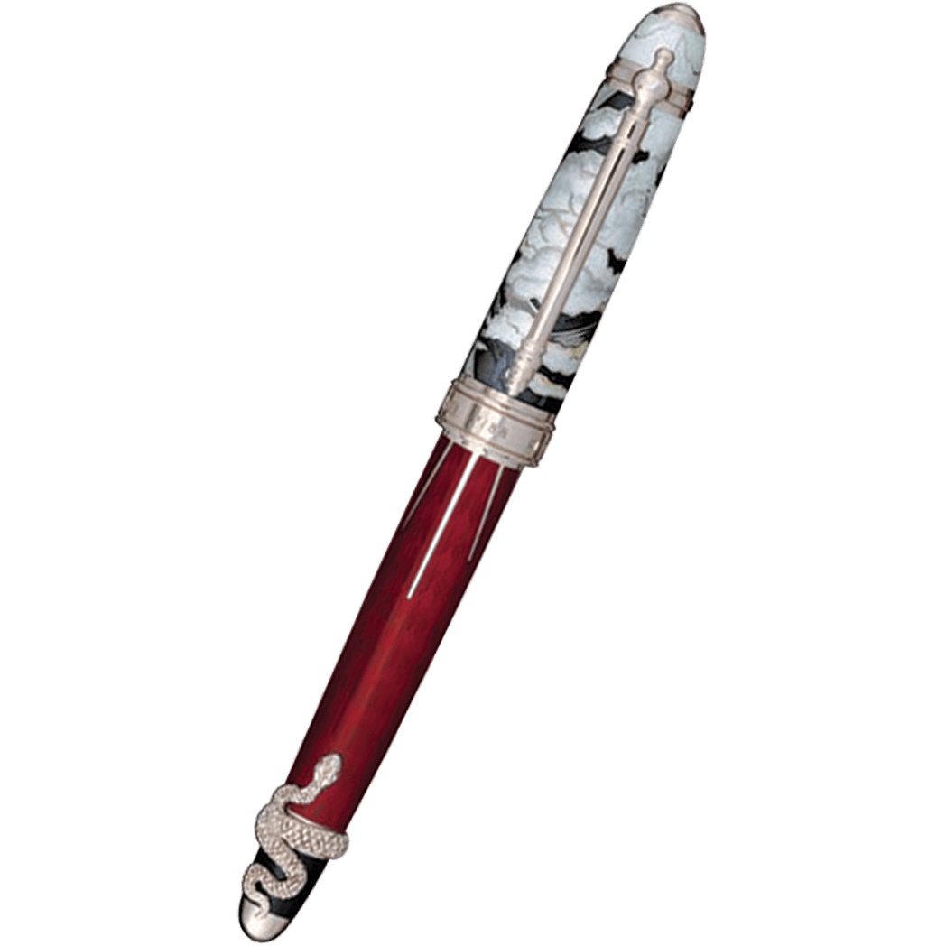 David Oscarson Deus Regit Fountain Pen - Red - Silver Trim - Pen Boutique Ltd