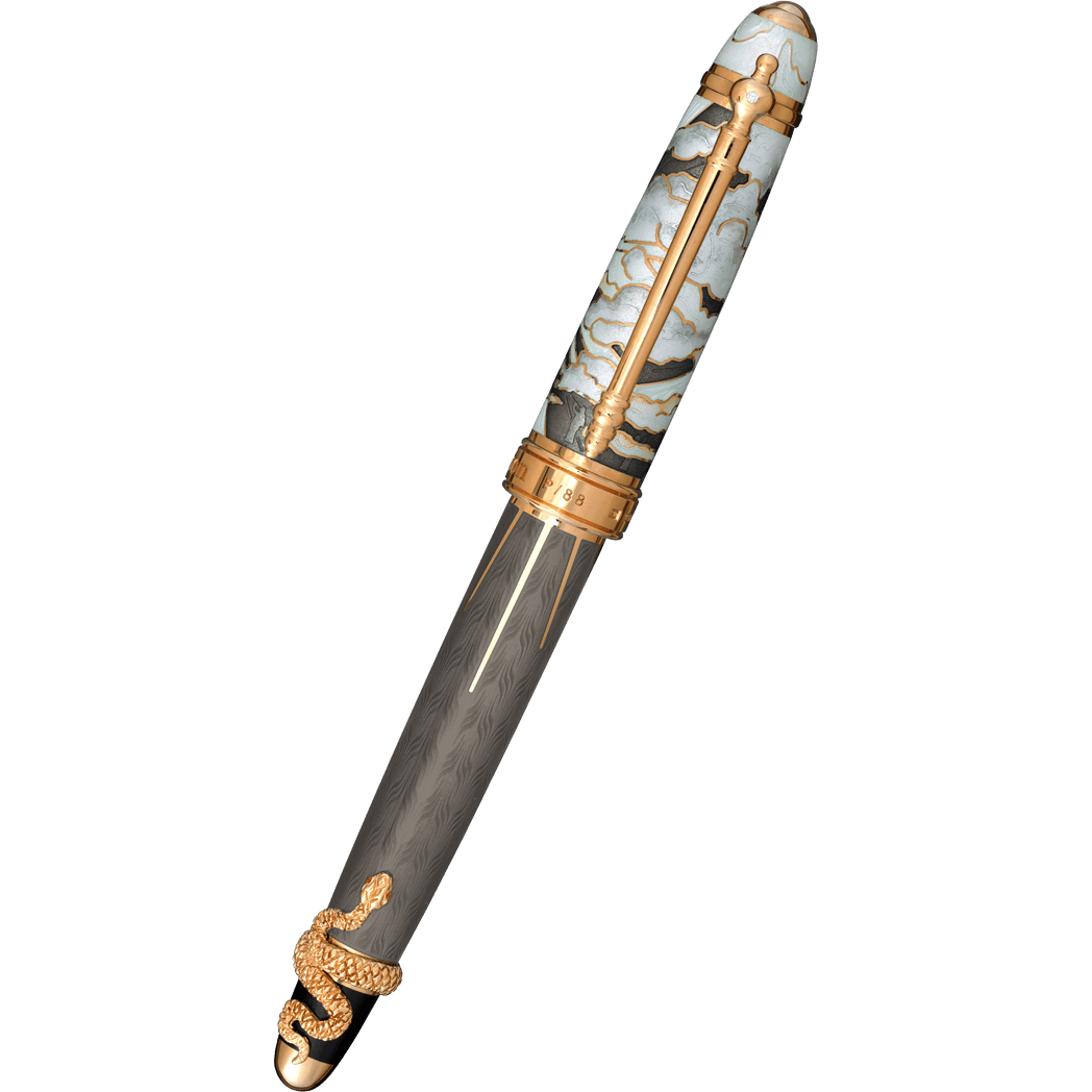 David Oscarson Deus Regit Rollerball Pen - Gray - Gold Trim - Pen Boutique Ltd