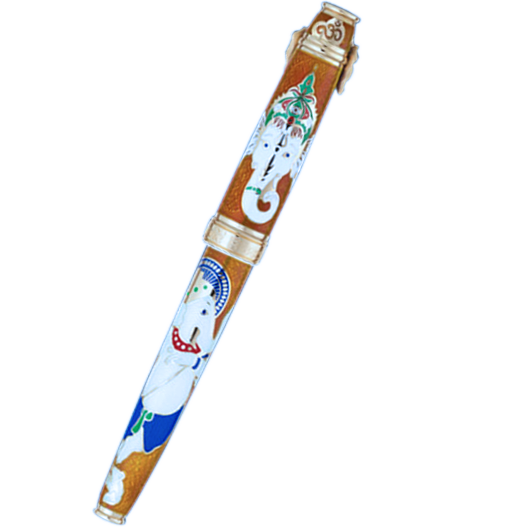 David Oscarson Lord Ganesha Rollerball Pen - Saffron-Pen Boutique Ltd
