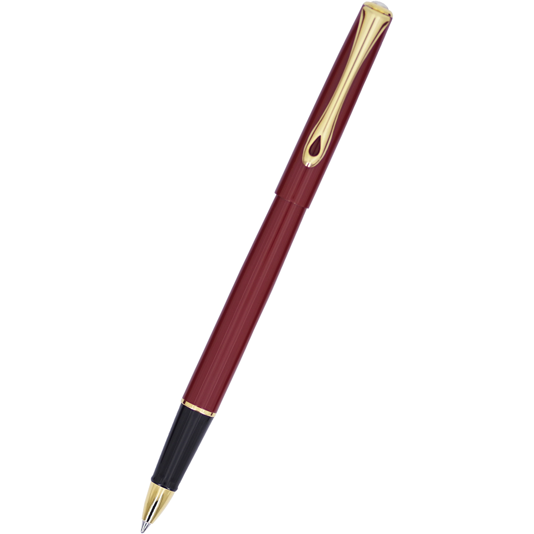 Diplomat Traveller Rollerball Pen - Dark Red - Gold-Pen Boutique Ltd