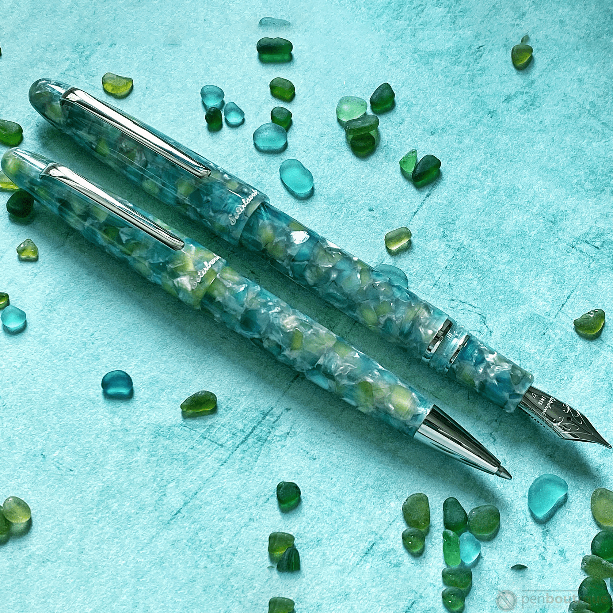 Esterbrook Estie Fountain Pen - Sea Glass - Palladium Trim - Oversized - Pen Boutique Ltd