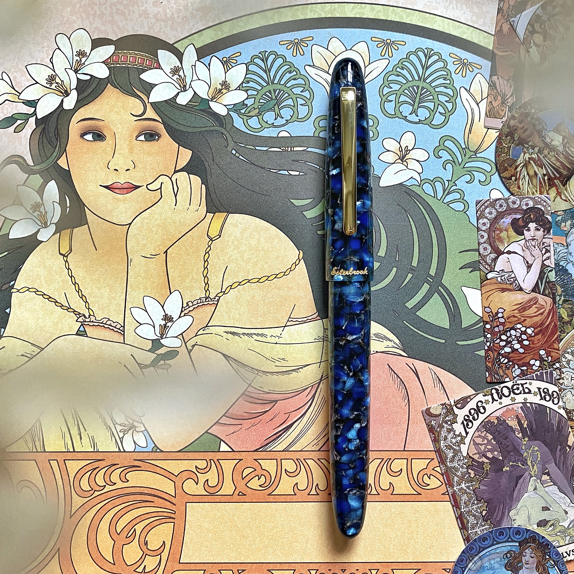 Esterbrook Estie Rollerball Pen - Nouveau Bleu - Gold Trim-Pen Boutique Ltd