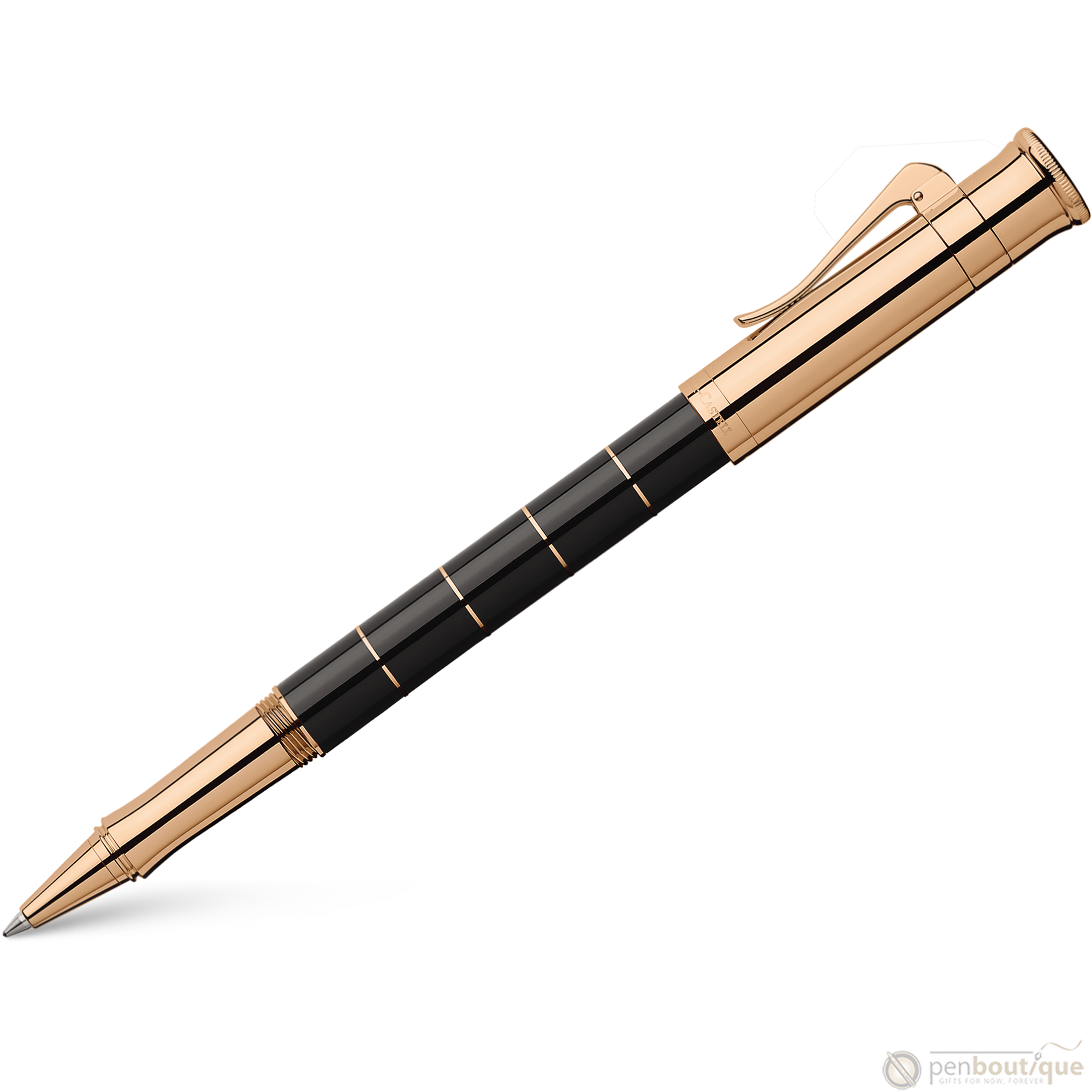 Graf von Faber-Castell Classic Anello Rollerball Pen - Black with Rose Gold Trim-Pen Boutique Ltd