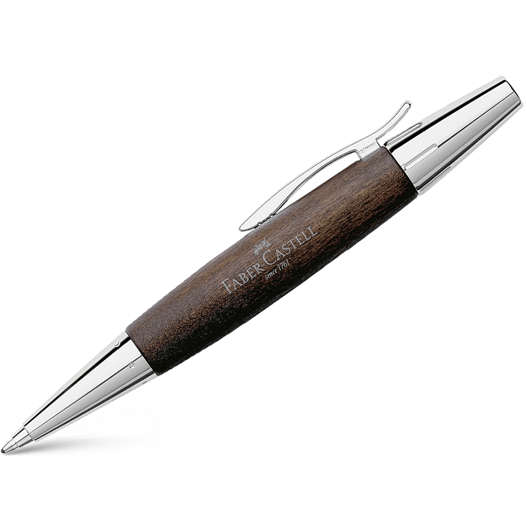 Faber-Castell Design E-Motion Dark Brown with Chrome Ballpoint Pen - Pen Boutique Ltd