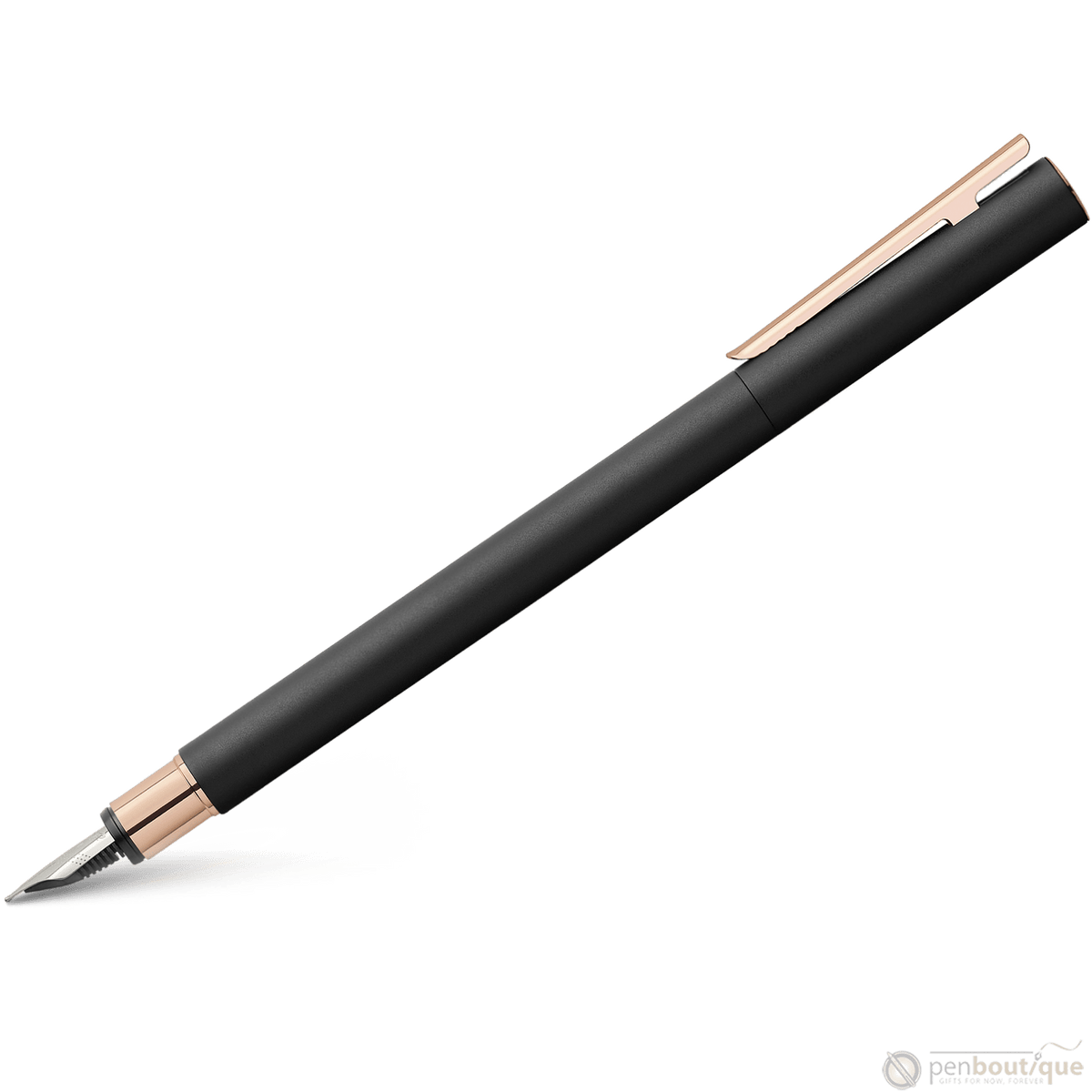 Faber-Castell NEO Slim Fountain Pen - Black Matte w/ Rose Gold - Pen Boutique Ltd