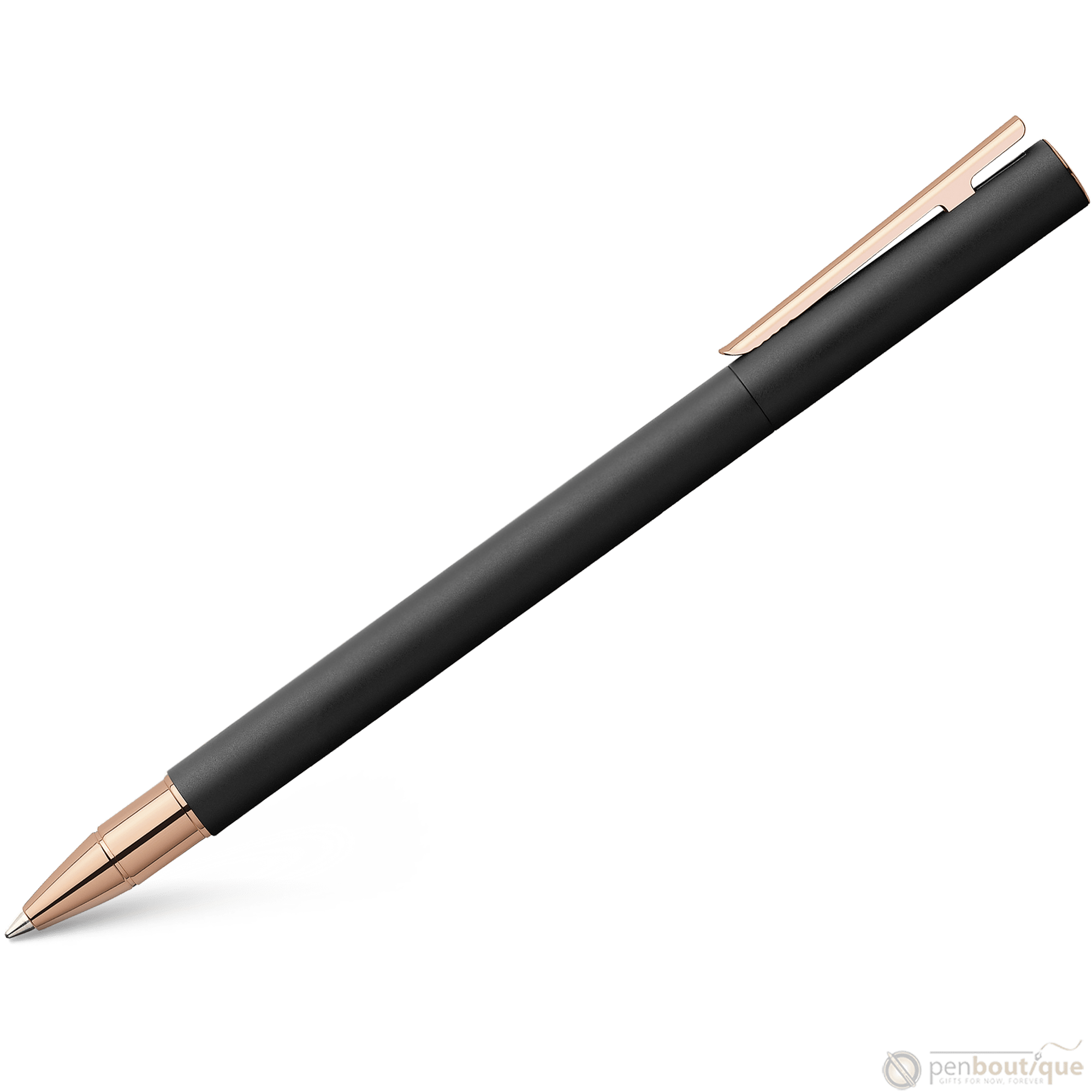 Faber-Castell NEO Slim Rollerball Pen - Black Matte w/ Rose Gold - Pen Boutique Ltd