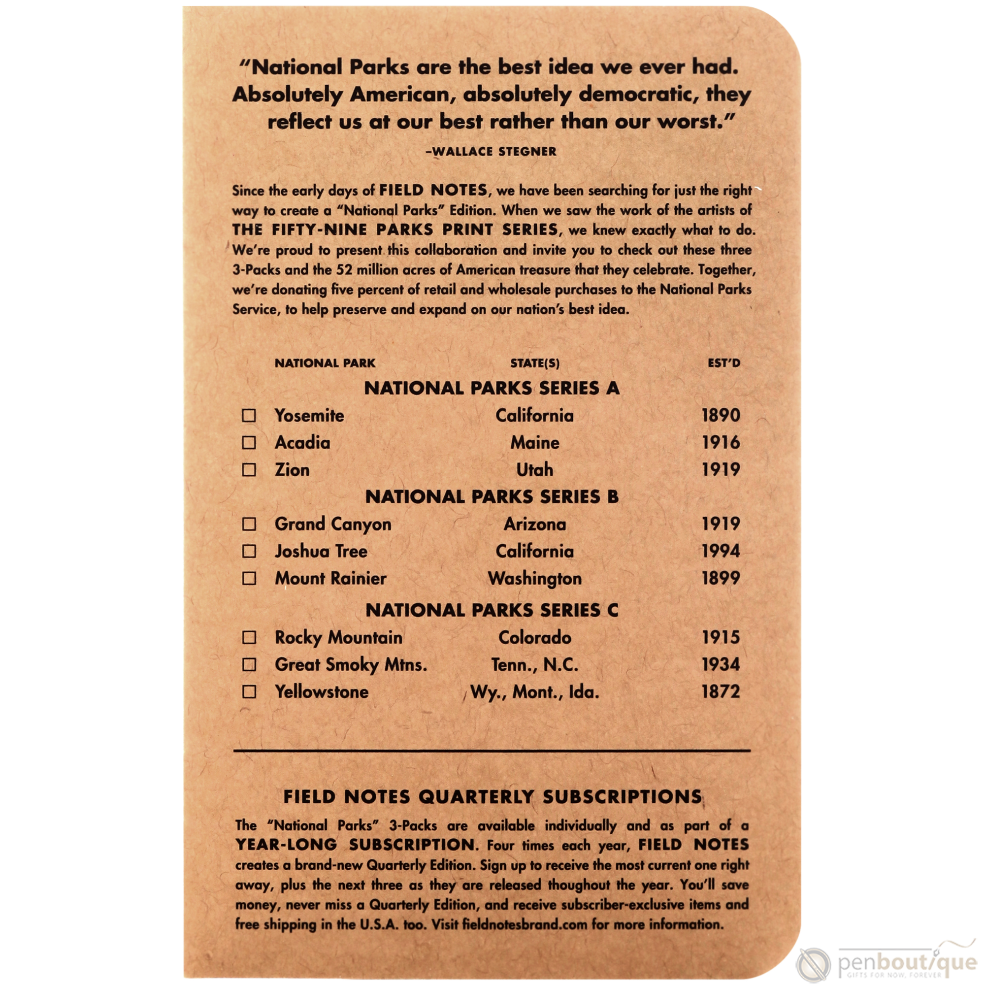 Field Notes Summer National Parks Edition 3-pack 3.5" x 5.5"-Pen Boutique Ltd