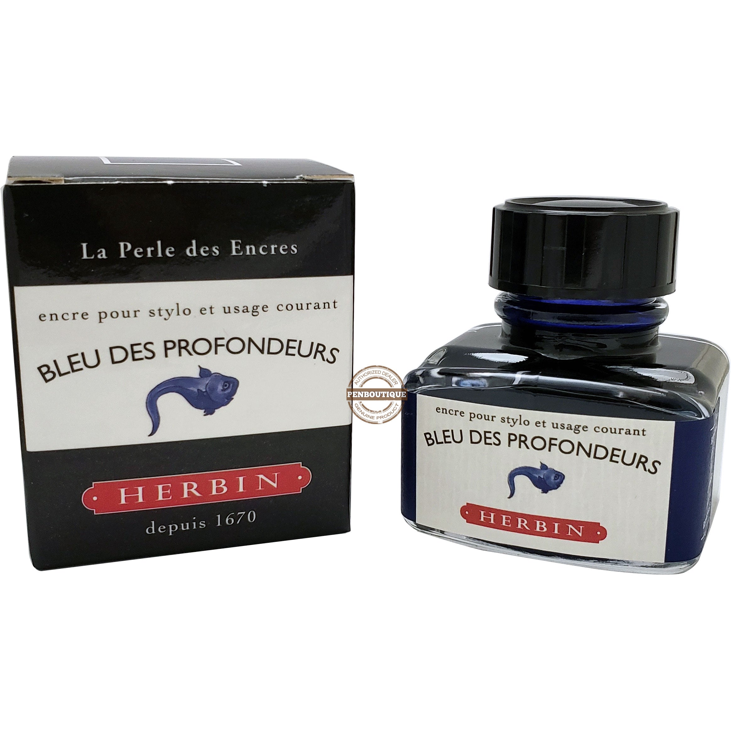 J. Herbin Ink Bottle - Bleu Des Profondeurs - 30ml-Pen Boutique Ltd