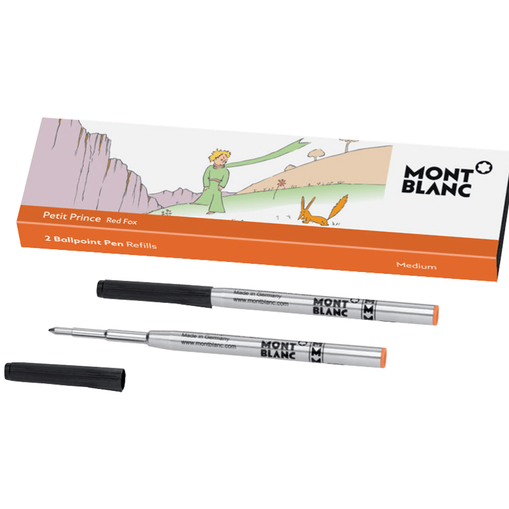 Montblanc Ballpoint Refill - Le Petit Prince & the Fox - Orange - Medium (2 Per Pack) - Pen Boutique Ltd