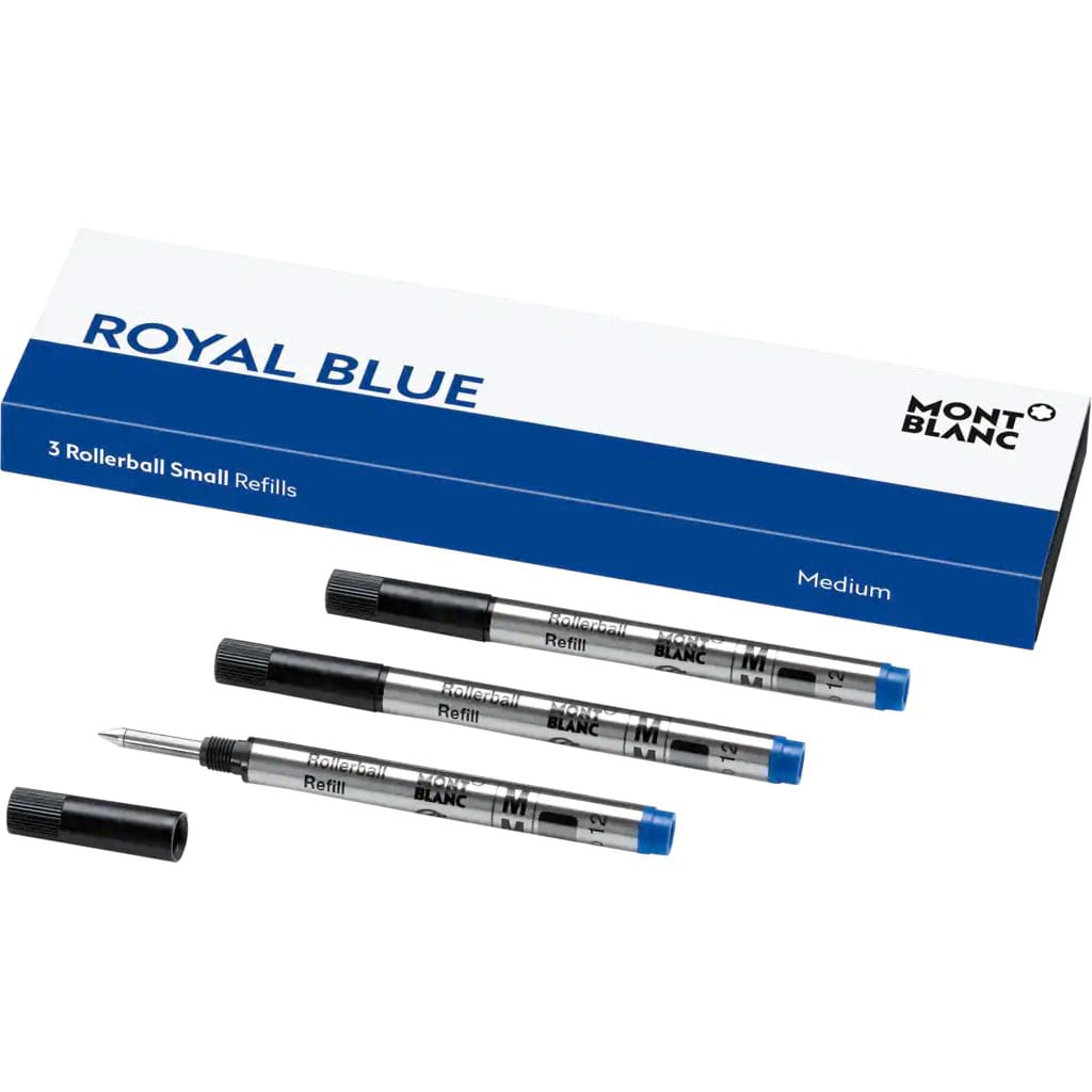 Montblanc Rollerball Pen Refill - Royal Blue - Small Medium (3 Per Pack) - Pen Boutique Ltd