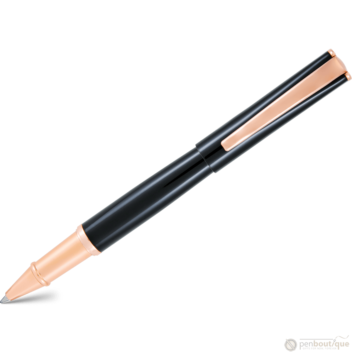 Monteverde Impressa Black with Rose Gold Trim Rollerball Pen - Pen Boutique Ltd