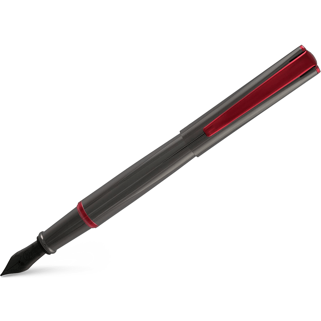 Monteverde Impressa Gun Metal with Red Trim Fountain Pen - Pen Boutique Ltd
